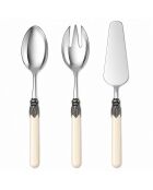 Klassisches Besteckset aus elfenbeinfarbenem Edelstahl, 3-teilig, 25 x 5 x 4 cm