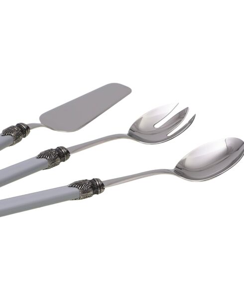 Juego de cubiertos clásicos de acero inoxidable gris de 3 — 25 x 5 x 4 cm