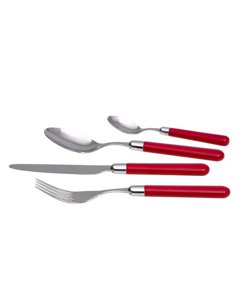 Set posate in acciaio inox rosso pastello - 24 pezzi