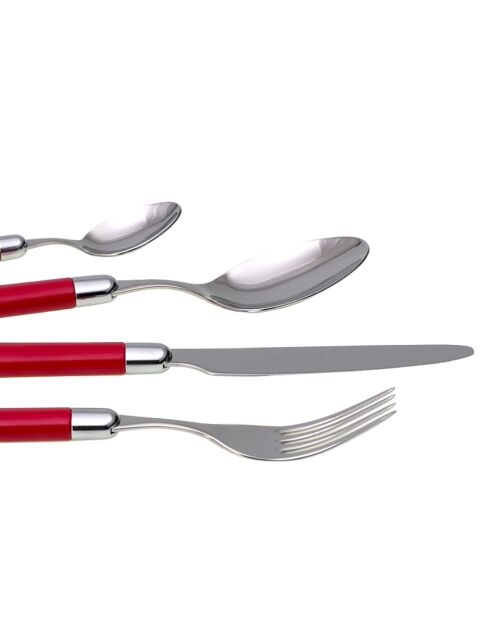 Set posate in acciaio inox rosso pastello - 24 pezzi