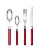 Set posate in acciaio inox rosso pastello - 24 pezzi