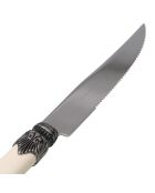Set van 6 klassieke ivoorkleurige roestvrijstalen steakmessen - 26 x 5,8 x 7 cm