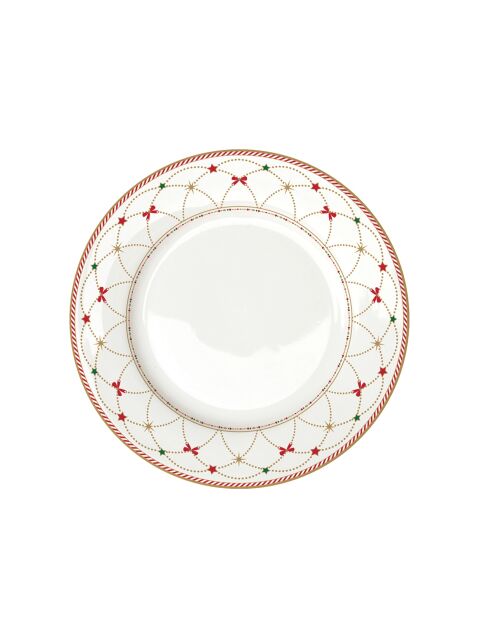 Juego de 6 platos llanos de porcelana Nutcracker Twist multicolores, 27 x 27 x 2 cm