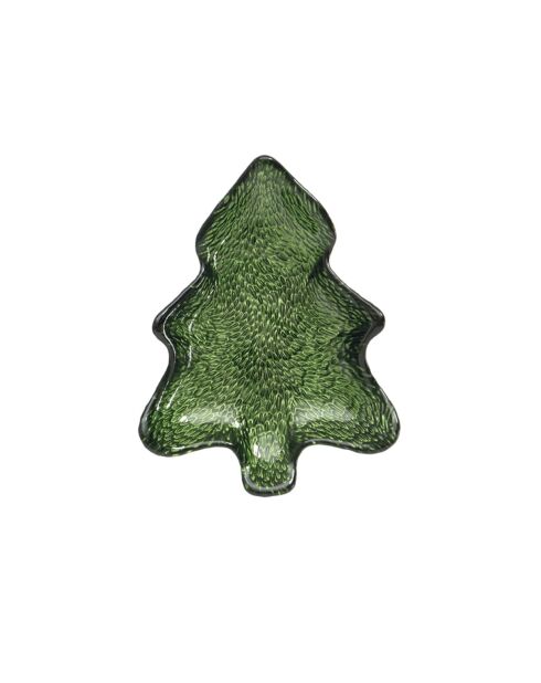 Set di 2 piatti da dessert Christmas Twist in vetro verde/oro