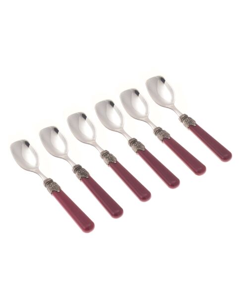 Set de 6 cucharas clásicas de acero inoxidable para helado, color azul hortensia, 16,5 x 4,5 x 5 cm