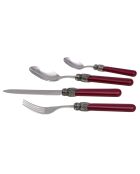 Klassisches Besteckset aus bordeauxrotem Edelstahl — 24-teilig