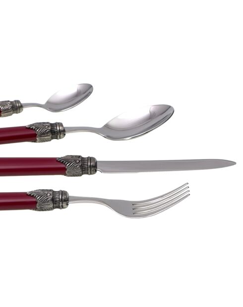 Set di posate classiche in acciaio inossidabile bordeaux - 24 pezzi