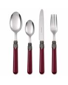 Klassisches Besteckset aus bordeauxrotem Edelstahl — 24-teilig