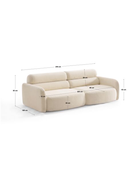 Canapé 4 places Malmo beige - 244 x 100 x 83 cm