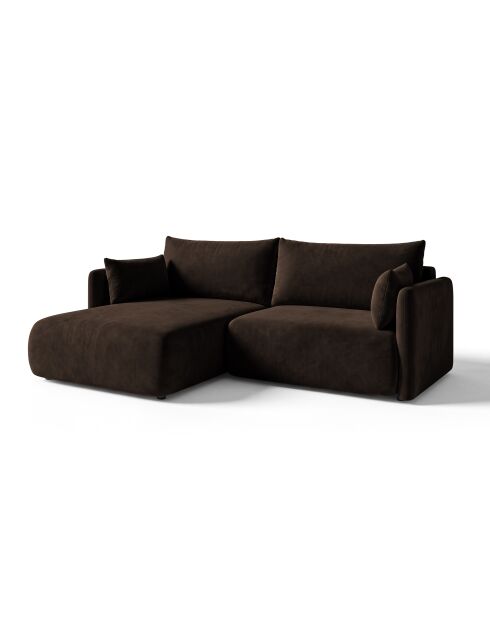 Sofá de esquina izquierda Monaco de 3 plazas marrón oscuro - 215 x 151 x 82 cm