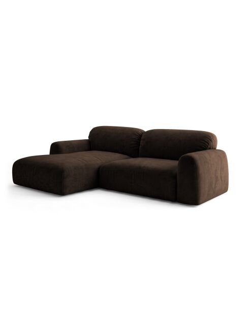 Sofá Milan de 3 plazas en esquina izquierda marrón oscuro - 240 x 158 x 82 cm
