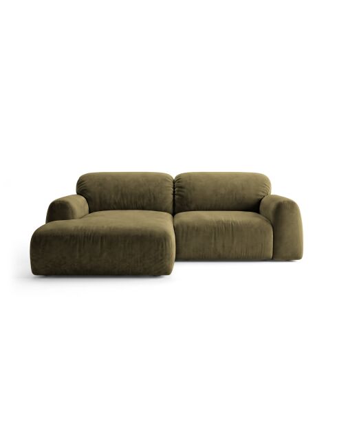 Sofá esquinero izquierdo de 3 plazas verde Milán - 240 x 158 x 82 cm