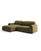 Sofá esquinero izquierdo de 3 plazas verde Milán - 240 x 158 x 82 cm