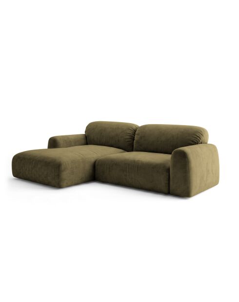 Sofá esquinero izquierdo de 3 plazas verde Milán - 240 x 158 x 82 cm