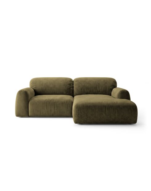 Sofá esquinero derecho de 3 plazas verde Milán - 240 x 158 x 82 cm