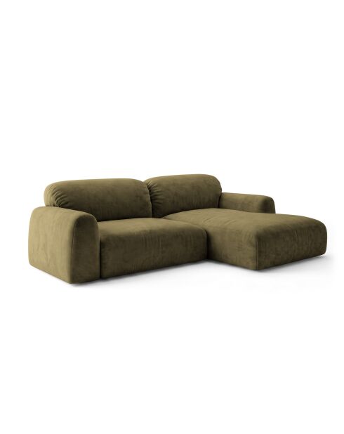 Sofá esquinero derecho de 3 plazas verde Milán - 240 x 158 x 82 cm