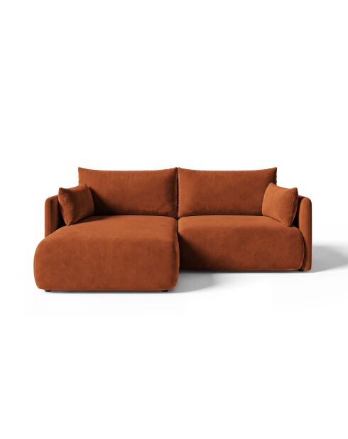 Sofá de esquina izquierda Monaco de 3 plazas en terracota - 215 x 151 x 82 cm