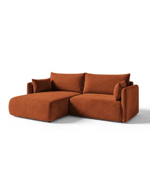 Sofá de esquina izquierda Monaco de 3 plazas en terracota - 215 x 151 x 82 cm