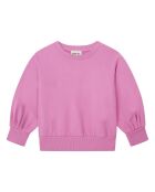 Sweat col rond en coton Emma rose bonbon