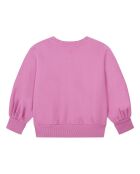 Sweat col rond en coton Emma rose bonbon