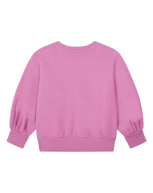 Sweat col rond en coton Emma rose bonbon