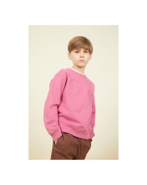 Felpa girocollo in cotone rosa antico Hugo