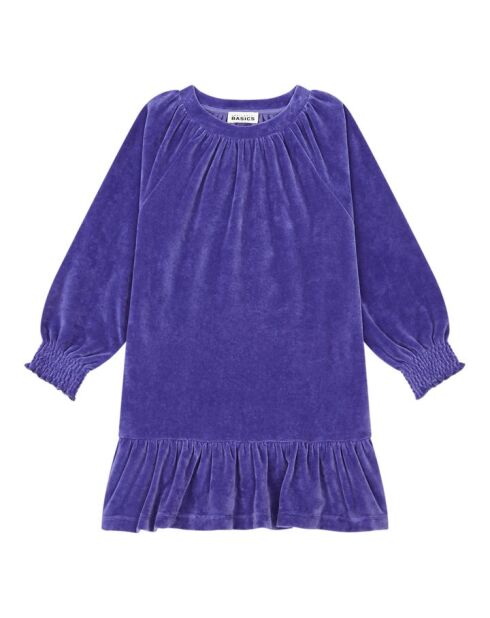 Vestido corto en mezcla de algodón azul índigo de Neyla