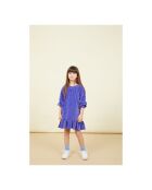 Robe courte en coton mélangé Neyla bleue indigo