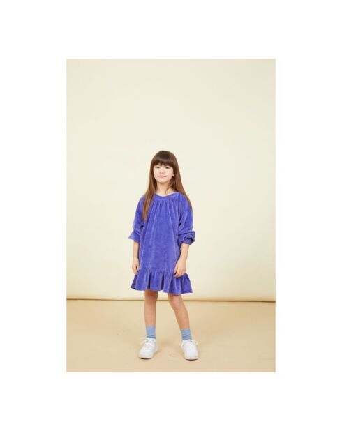 Abito corto Neyla in misto cotone blu indaco