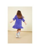 Robe courte en coton mélangé Neyla bleue indigo