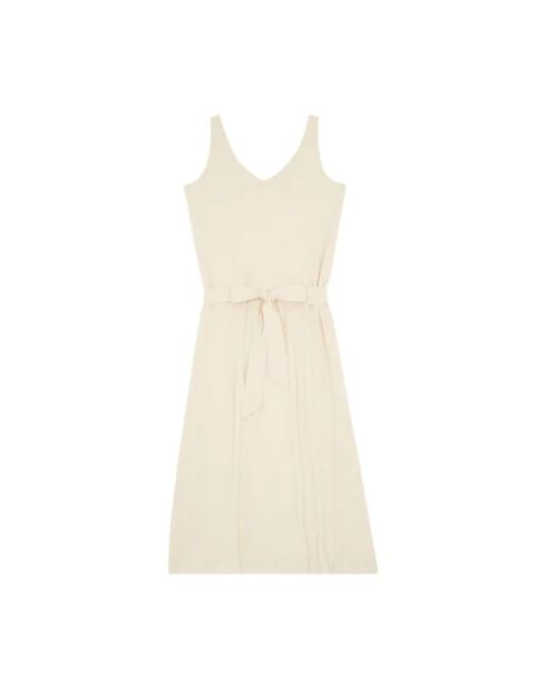 Vestido largo en mezcla de algodón Mia craie