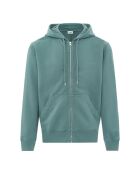 Felpa blu verde in cotone biologico con zip