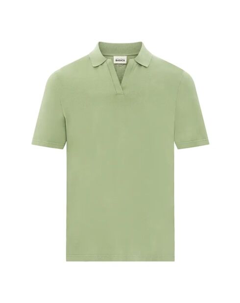 Polo de algodón orgánico de manga corta verde eucalipto