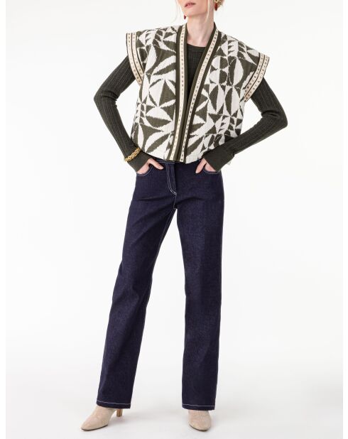 Veste Sans Manches en coton Hesper jacquard kaki