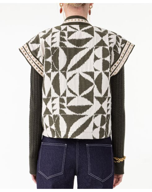 Veste Sans Manches en coton Hesper jacquard kaki