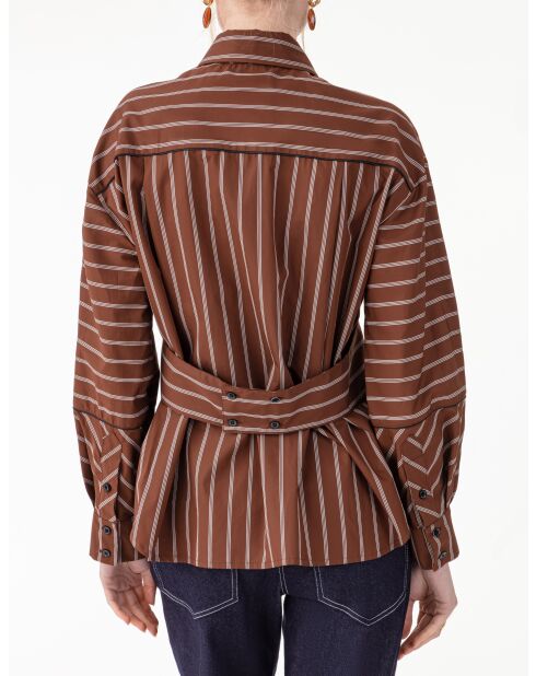 Chemise en coton Naida rayures choco