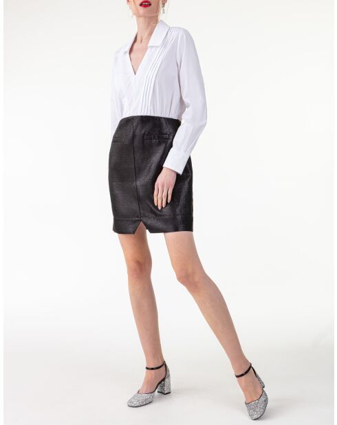 Robe en coton Hestia noir lame/blanc