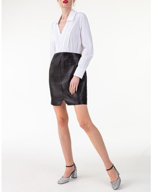 Robe en coton Hestia noir lame/blanc