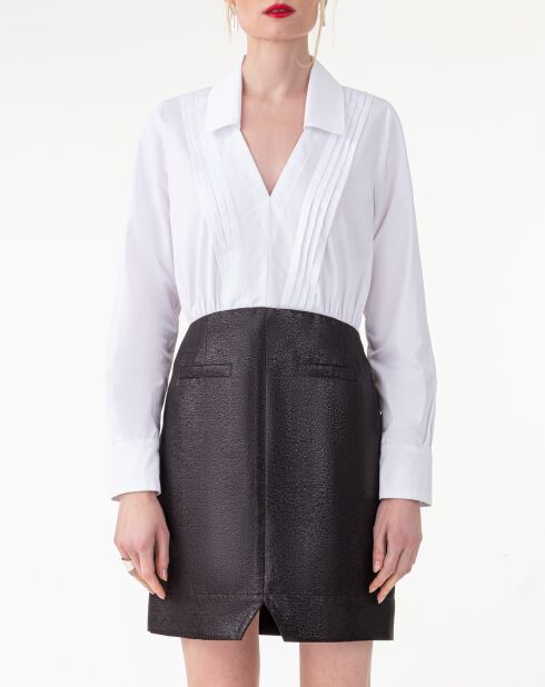 Robe en coton Hestia noir lame/blanc