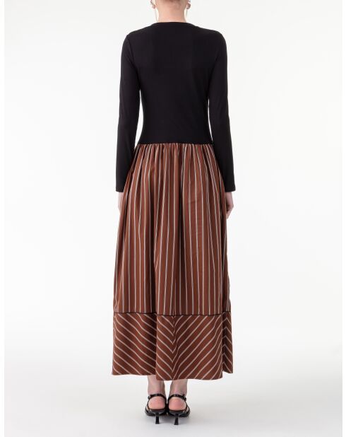 Robe en coton Ariana noir / rayures choco