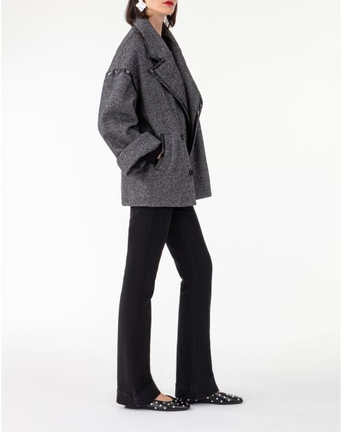 Manteau en laine mélangé Gala chevrons noir