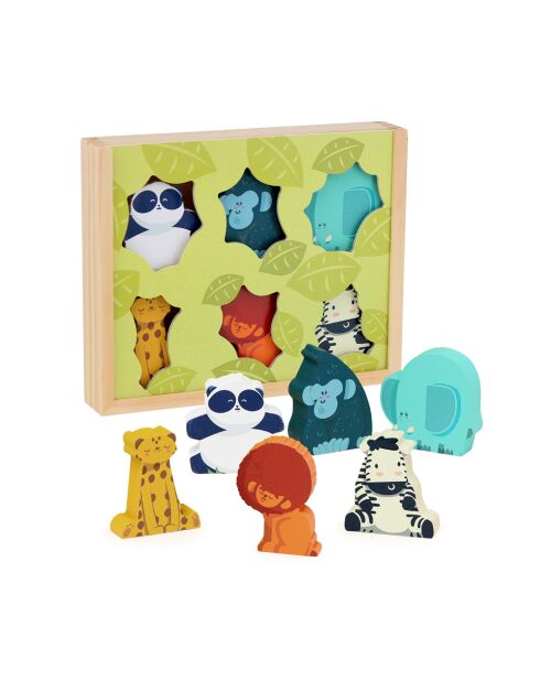 Mes histoires en bois Les animaux de la jungle multicolore - 3 ans et +
