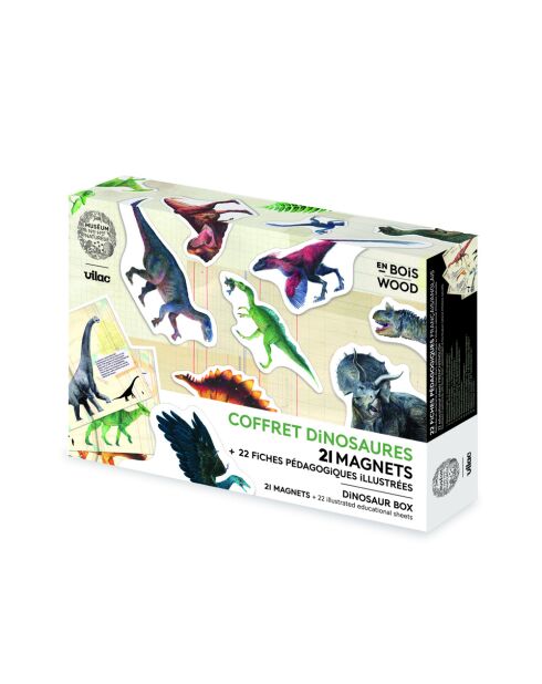 Set de 21 magnets dinosaures - Muséum national d'Histoire naturelle multicolore - 3 ans et +