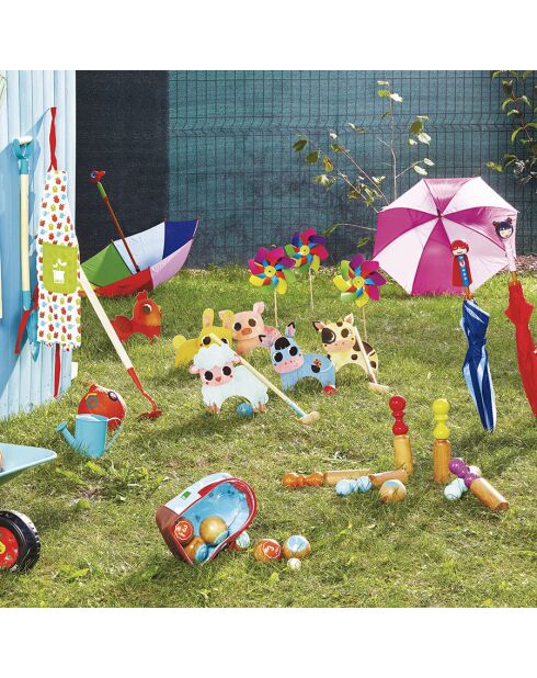 6 veelkleurige retro kegels - 5 jaar en +
