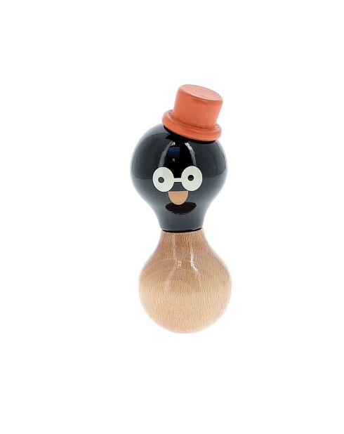 Hochet René le pingouin bois/noir- 1 an et +