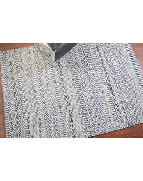 Alfombra Sarah de algodón reciclado marfil/azul - 120x180 cm