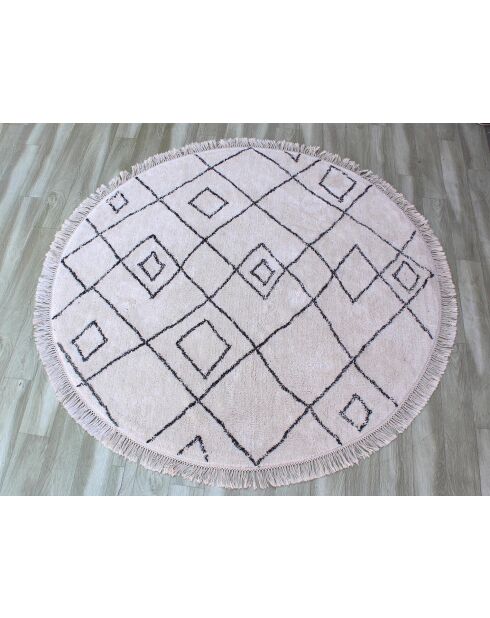 Alfombra Ervin de algodón marfil/marrón -L.160 cm