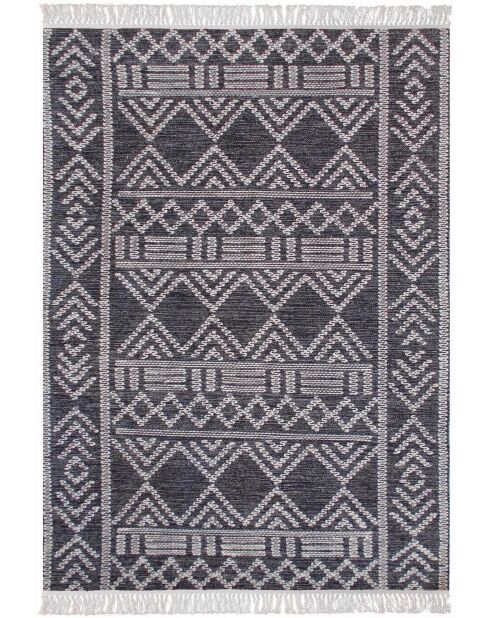 Alfombra de algodón Corn Charcoal/Marfil - 160x230 cm