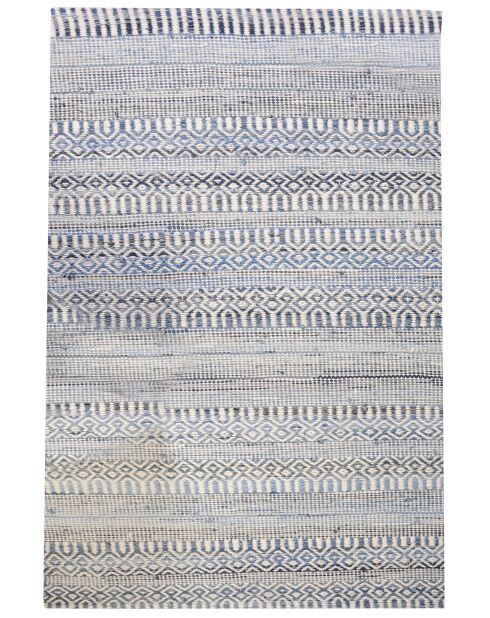 Alfombra Sarah de algodón reciclado marfil/azul - 160x230 cm