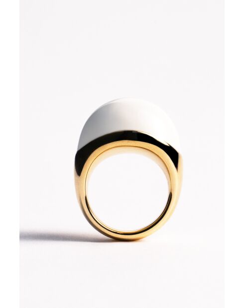 Viva Popcorn XL weißer Ring aus 18k vergoldetem 925er-Silber